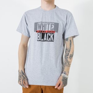Gray printed cotton men's t-shirt - Clothing