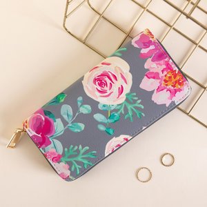 Gray wallet with flower print - Wallet