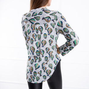 Gray women's blouse with a pattern - Clothing