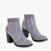 Gray women's boots on the post with decorations Valor - Footwear