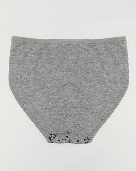 Gray women's cotton panties with the PLUS SIZE print - Underwear