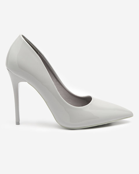 Gray women's lacquered pumps on a high heel Merika - Clothing