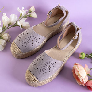 Gray women's openwork sandals a'la espadrilles Tiseria - Footwear
