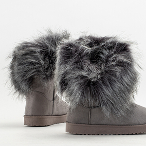 Gray women's snow boots with Mushu fur - Footwear
