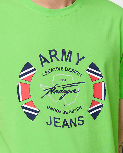 Green men's printed t-shirt - Clothing