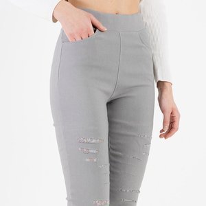 Grey women's jeggings with rubbing - Clothing