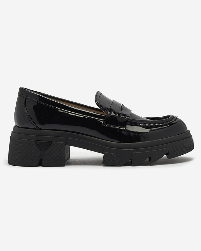 Lacquered black moccasins for women Tygriss- Footwear