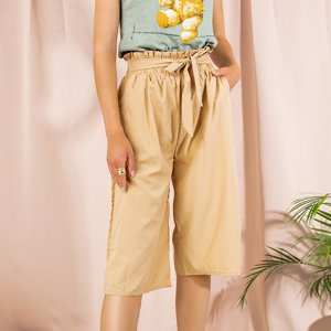 Ladies 'beige flared shorts with pockets - Clothing
