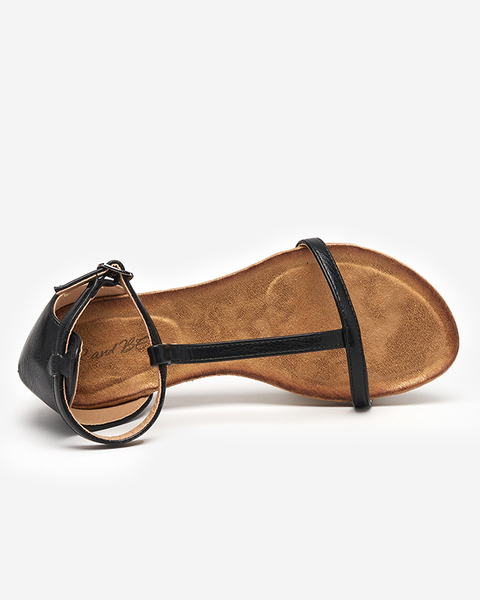 Ladies' black sandals with an eco-suede insert Selione - Footwear