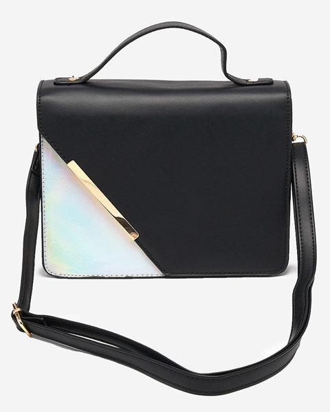 Ladies' black small bag with a holographic insert - Accessories