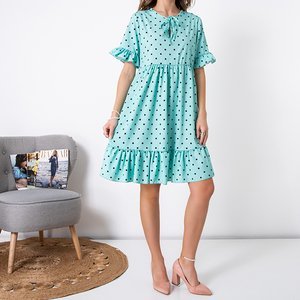 Ladies' mint polka dot mini dress - Clothing