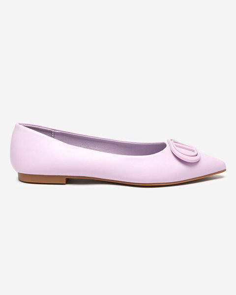 Ladies' purple pointed ballerinas with an ornament on the toe Manico - Footwear