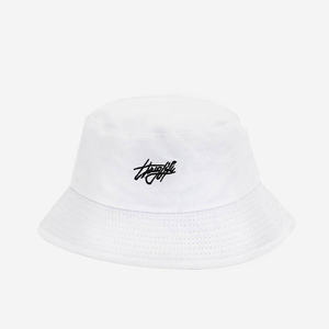 Ladies' white reversible bucket hat with text - Accessories