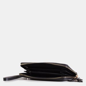 Large black women's wallet with a check - Accessories