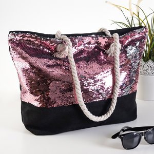 Large women's sequin bag in pink - Accessories