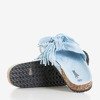 Light blue women's slippers with fringes Muae - Footwear