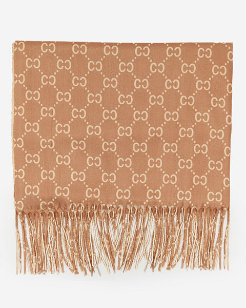 Light brown patterned women's scarf - Accessories