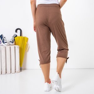 Light brown women's short pants with pockets PLUS SIZE - Clothing