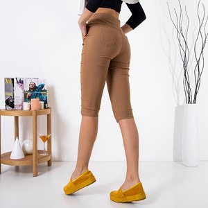 Light brown women's short treggings with pockets - Clothing