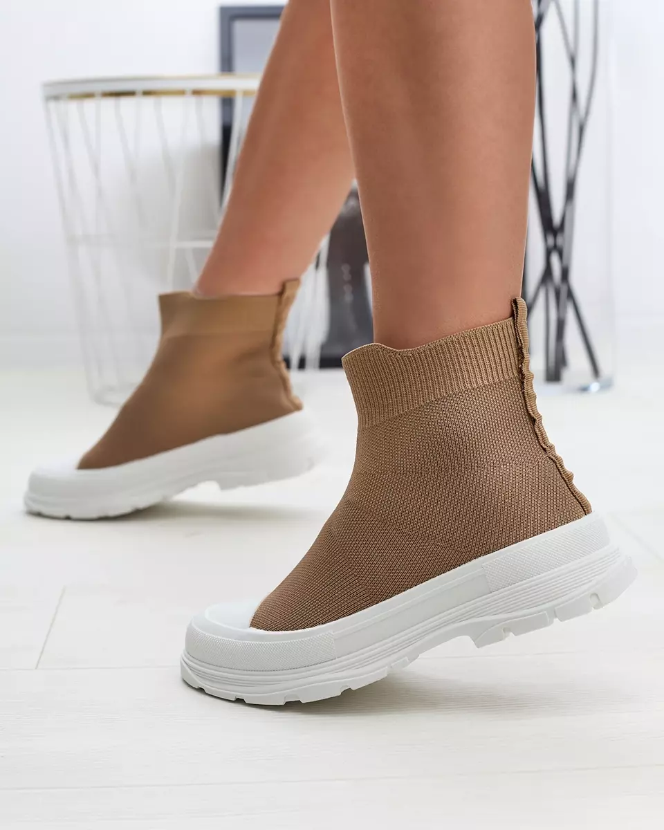 Light brown women's slip-on high sports shoes a'la sneakers Vertiks - Footwear