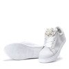 Light gray sneakers with pearls and cubic zirconia Cecilyn - Footwear