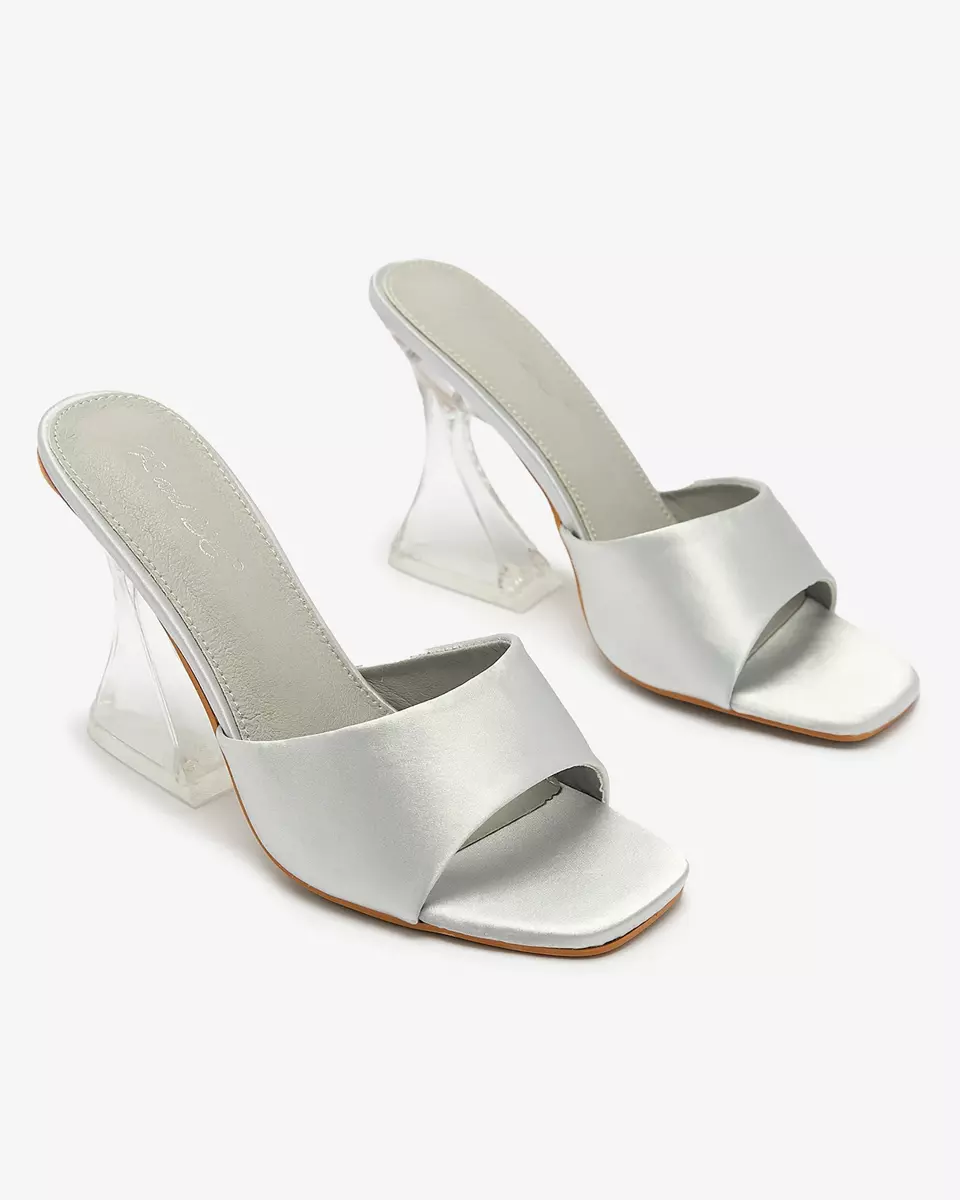 Light gray women's flip-flops with transparent heel Ageria - Footwear