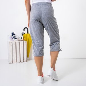 Light gray women's short pants with pockets PLUS SIZE - Clothing