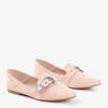 Light pink loafers with decorative Kedra buckle - Footwear