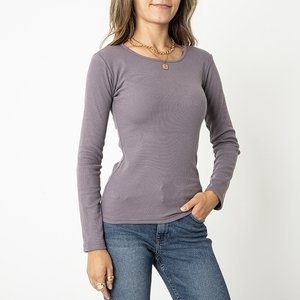 Light purple fitted women's ribbed blouse - Clothing
