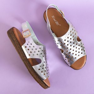 Lionetta women's silver openwork sandals - Footwear