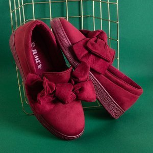 Maroon women's slip on sneakers with a bow Remigia - Footwear
