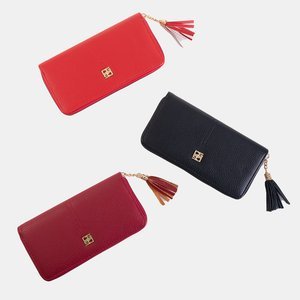 Maroon women's wallet with tassels - Accessories