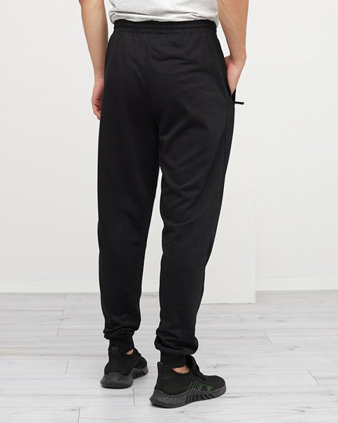 Men's Black Drawstring Track Pants- Clothing