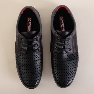 Men's black low shoes with red thread Iona - Footwear