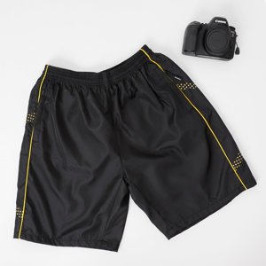 Men's black shorts with yellow details - Clothing