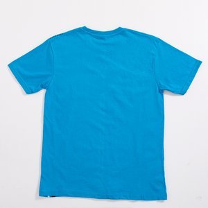 Men's blue cotton t-shirt with print and inscriptions - Clothing