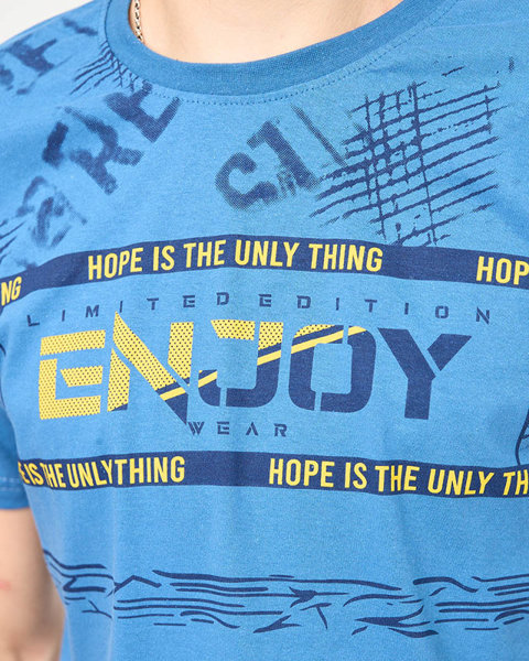 Men's blue t-shirt with the words ENJOY- Clothing