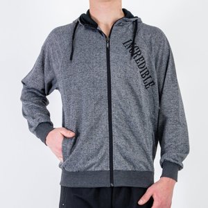 Men's light gray sweatshirt with inscriptions - Clothing