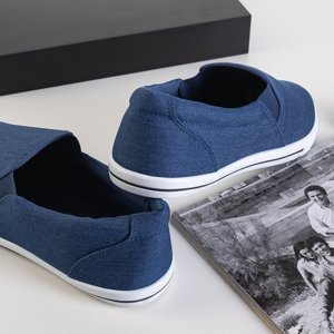 Men's navy blue denim sneakers slip on Orian - shoes
