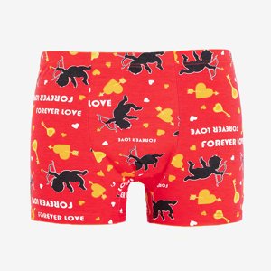 Men's red boxer shorts with print - Underwear