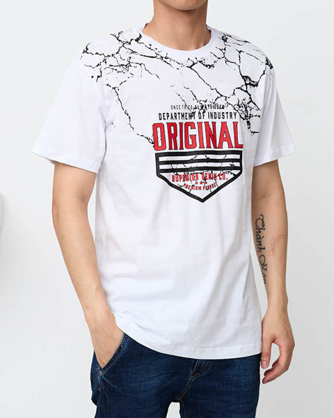 Men's white t-shirt with print - Clothing