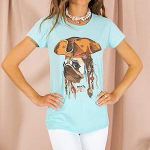 Mint Women's Pug Print T-Shirt - Clothing