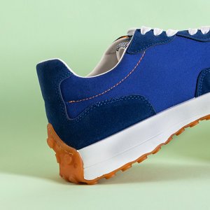 Navy blue and orange men's sports shoes Willy - Footwear