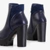 Navy blue boots on a higher post Amelida - Footwear