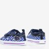 Navy blue children's sneakers with Jacura hearts - Footwear