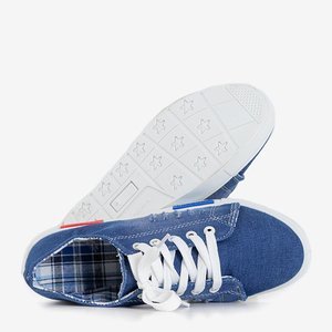 Navy blue denim women's sneakers Motia - Footwear