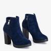 Navy blue women's boots with a decorative Tantana zipper - Footwear