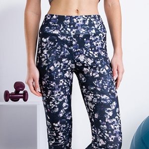 Navy blue women's leggings with patterns - Clothing