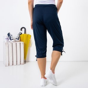 Navy blue women's short pants with pockets PLUS SIZE - Clothing