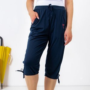Navy blue women's short pants with pockets PLUS SIZE - Clothing